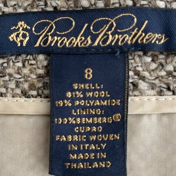 Brooks Brothers Classic Lined Tweed Wool Blend Wrap Skirt Brown Tan Cream Sz 8 - Picture 12 of 15